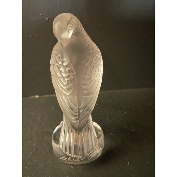 Lalique Crystal Tourterelle Preening Turtle Dove Bird Letter Seal Stamp Signed - Picture 4 of 6